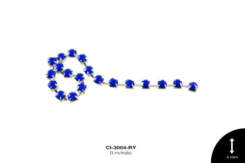 STRASS METALICO LATON PL 1L REF: 16SS 4mm AZUL REY 9 m/rollo