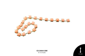 STRASS METALICO LATON PL 1L REF: 16SS 4mm SALMON 9 m/rollo