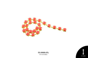 STRASS METALICO LATON DO 1L REF: 16SS 4mm CORAL 9 m/rollo