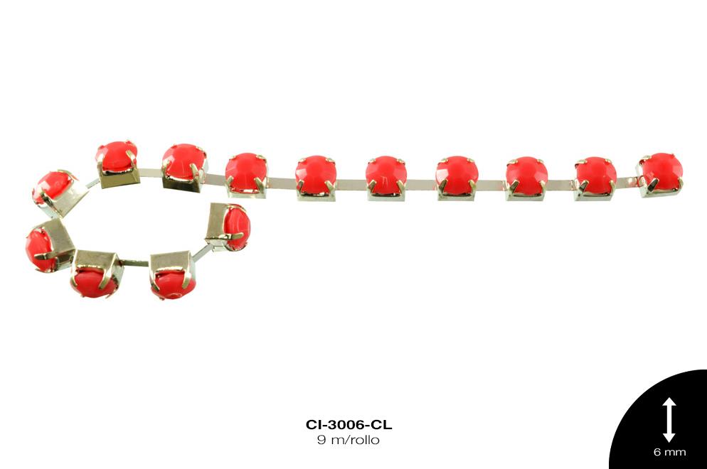 STRASS METALICO LATON PL 1L REF: 28SS 6mm CORAL 9 m/rollo