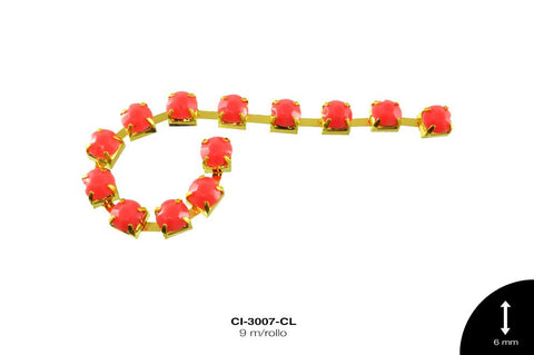 STRASS METALICO LATON DO 1L REF: 28SS 6mm CORAL 9 m/rollo