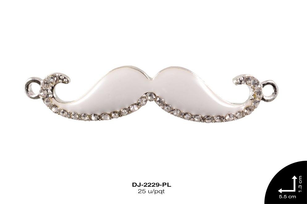 SEPARADOR METALICO PIEDRA BIGOTE 55mm REF: #4 PLATA 25 u/pqt