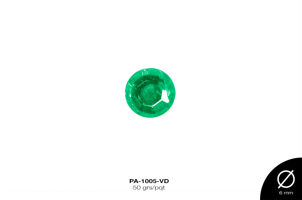 PIEDRA VIDRIO  REF: 30SS 6 mm VERDE 50 grs/pqt