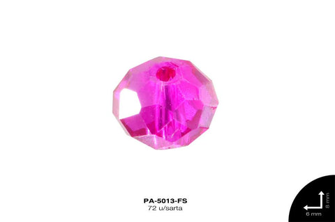 PIEDRA MURANO RONDELA BO REF: 6X8mm FUCSIA 72 u/sarta (pqt 5