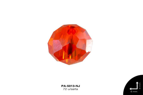 PIEDRA MURANO RONDELA BO REF: 6X8mm NARANJA 72 u/sarta (pqt