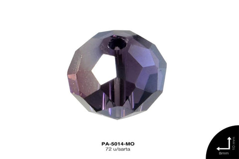 PIEDRA MURANO RONDELA BO REF: 8X10mm MORADO 72 u/sarta (pqt