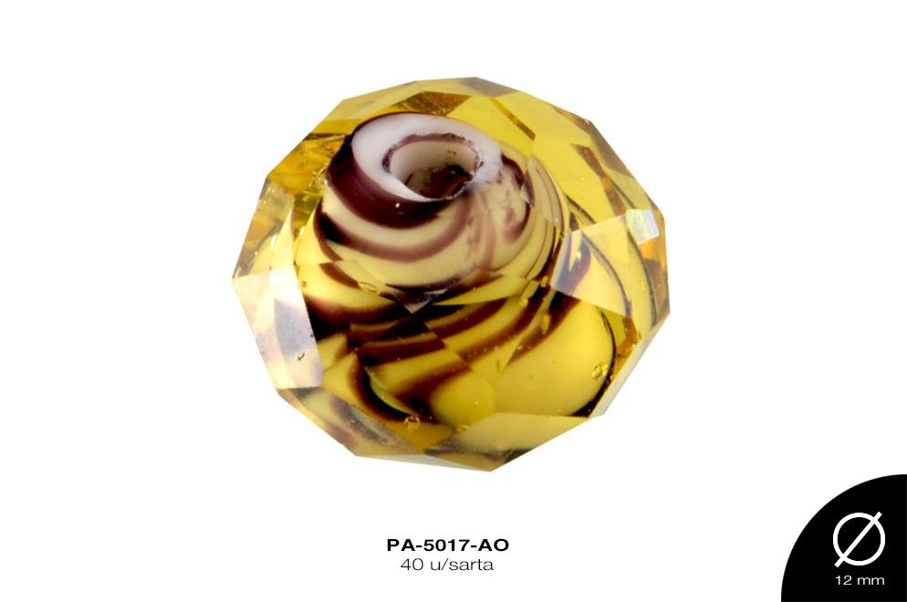 PIEDRA MURRINA FAC RONDELA ANIMAL PRINT 12mm AMARILLO 40 u/s