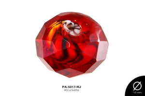 PIEDRA MURRINA FAC RONDELA ANIMAL PRINT 12mm ROJO 40 u/sarta