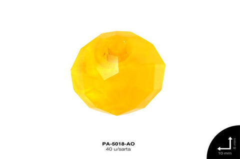 PIEDRA VIDRIO RONDELA FACETADA REF: 10X8mm  AMARILLO 40 u/sa