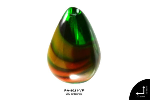 PIEDRA VIDRIO GOTA REF: 15X10mm  VERDE FUERTE 20 u/sarta