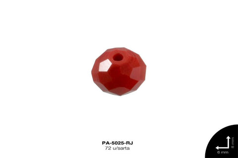 PIEDRA MURANO RONDELA MATE REF: 6X8mm ROJO 72 u/sarta