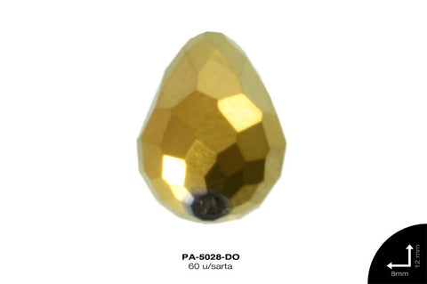 PIEDRA VIDRIO GOTA AB 8X12mm DORADO 60 u/sarta