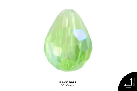 PIEDRA VIDRIO GOTA AB 8X12mm LIMON 60 u/sarta