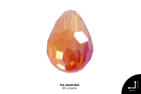 PIEDRA VIDRIO GOTA AB 8X12mm MORADO 60 u/sarta