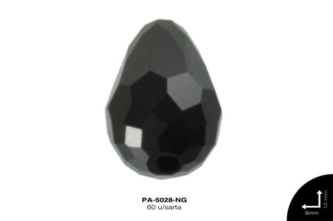 PIEDRA VIDRIO GOTA AB 8X12mm NEGRO 60 u/sarta