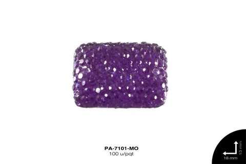 PIEDRA RESINA RECTANGULO CORRUG 2H REF: 18X13mm MORADO 100 u