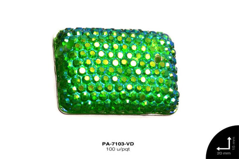 PIEDRA RESINA RECTANGULO BO 2H REF: 15X20mm VERDE 100 u/pqt