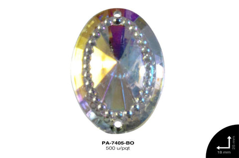 PIEDRA PLASTICA 2H OVAL REF: 25X18mm BOREAL 500 u/pqt