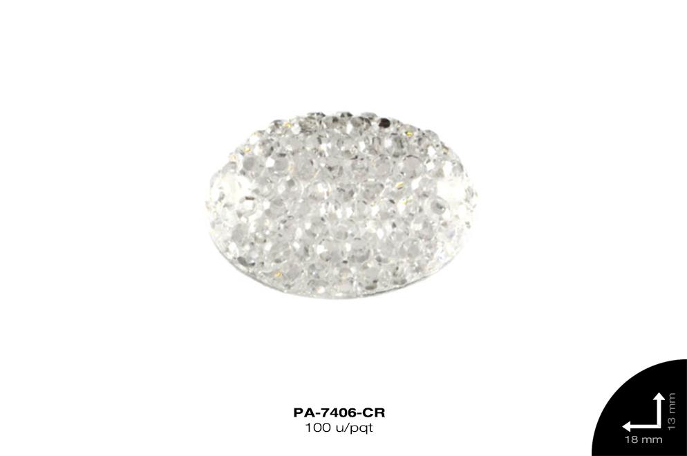 PIEDRA RESINA OVAL CORRUGADA 2H REF: 18X13mm CRISTAL 100 u/p