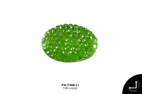 PIEDRA RESINA OVAL CORRUGADA 2H REF: 18X13mm LIMON 100 u/pqt