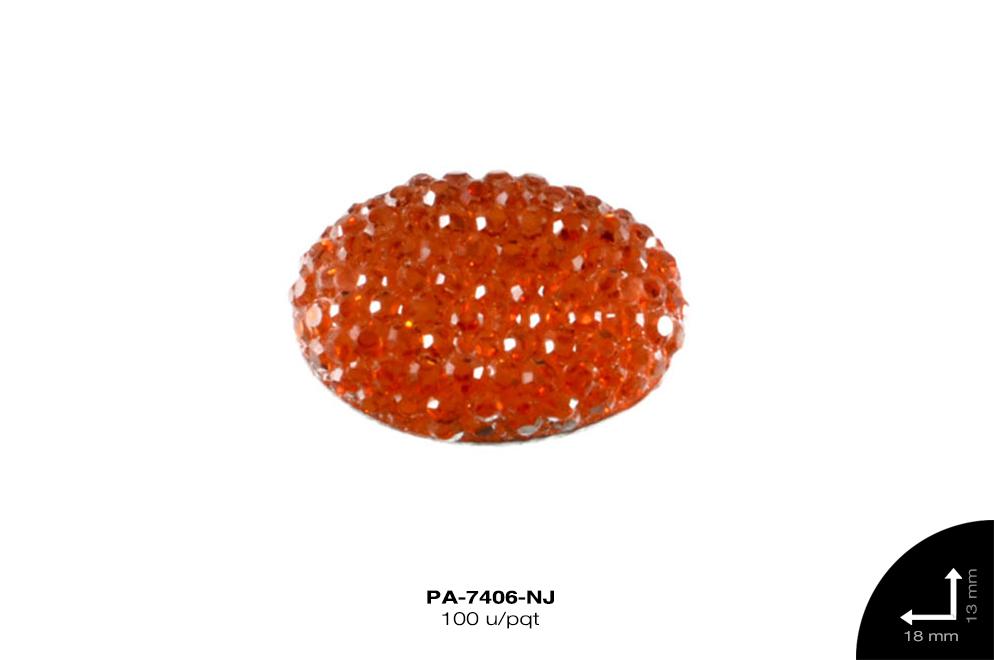 PIEDRA RESINA OVAL CORRUGADA 2H REF: 18X13mm NARANJA 100 u/p