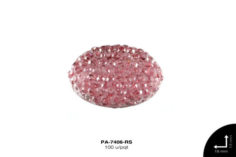 PIEDRA RESINA OVAL CORRUGADA 2H REF: 18X13mm ROSA 100 u/pqt