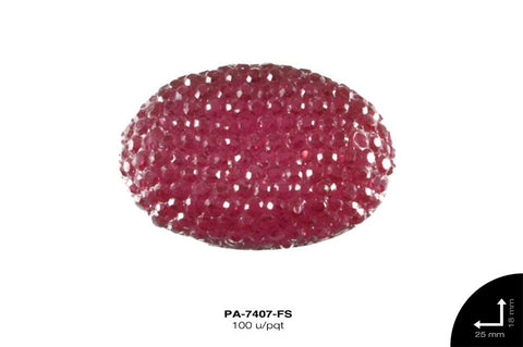 PIEDRA RESINA OVAL CORRUGADA 2H REF: 25X18mm FUCSIA 100 u/pq