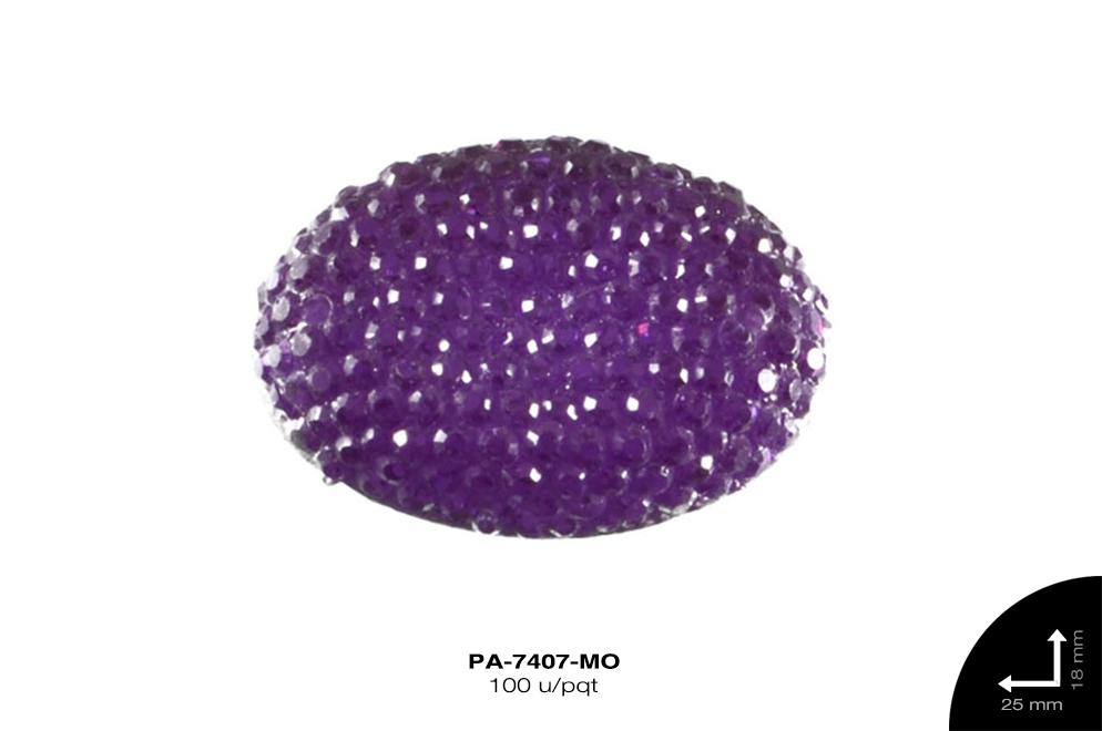 PIEDRA RESINA OVAL CORRUGADA 2H REF: 25X18mm MORADO 100 u/pq