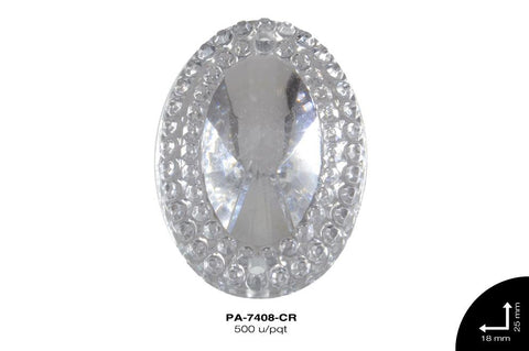 PIEDRA PLASTICA 2H OVAL REF: 25X18mm CRISTAL 500 u/pqt