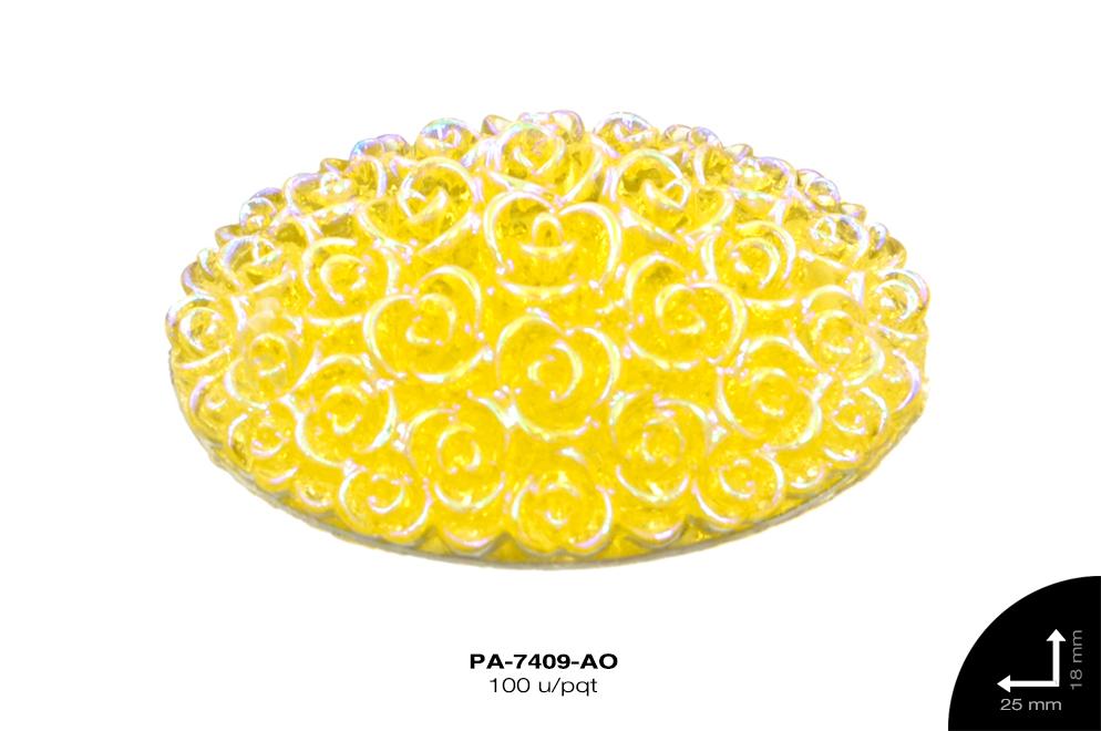 PIEDRA RESINA OVAL ROSAS 2H REF: 18X25mm AMARILLO 100 u/pqt