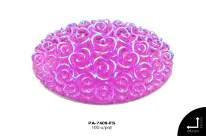 PIEDRA RESINA OVAL ROSAS 2H REF: 18X25mm FUCSIA 100 u/pqt