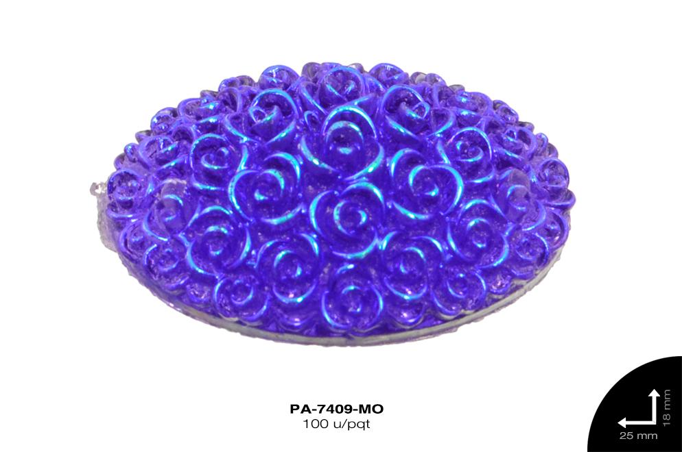 PIEDRA RESINA OVAL ROSAS 2H REF: 18X25mm MORADO 100 u/pqt