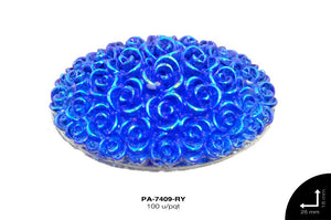 PIEDRA RESINA OVAL ROSAS 2H REF: 18X25mm AZUL REY 100 u/pqt