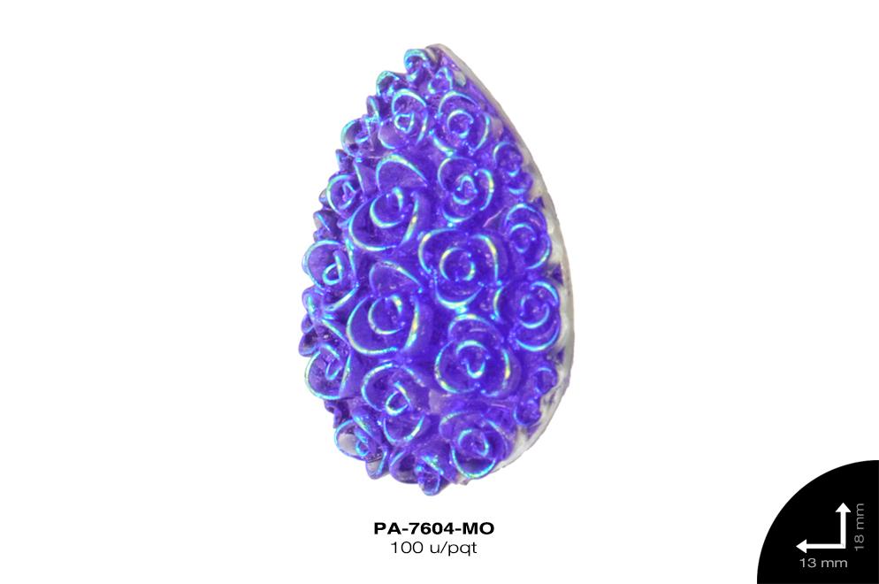 PIEDRA RESINA GOTA ROSAS 2H REF: 13X18mm MORADO 100 u/pqt