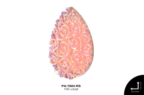 PIEDRA RESINA GOTA ROSAS 2H REF: 13X18mm ROSA 100 u/pqt