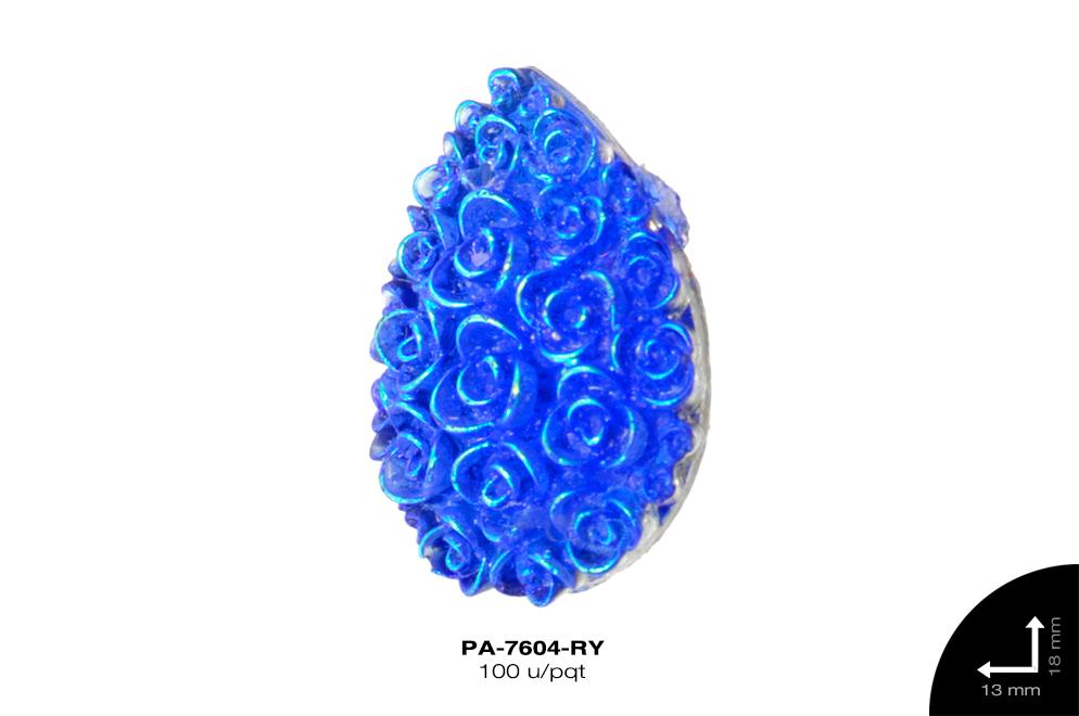 PIEDRA RESINA GOTA ROSAS 2H REF: 13X18mm AZUL REY 100 u/pqt