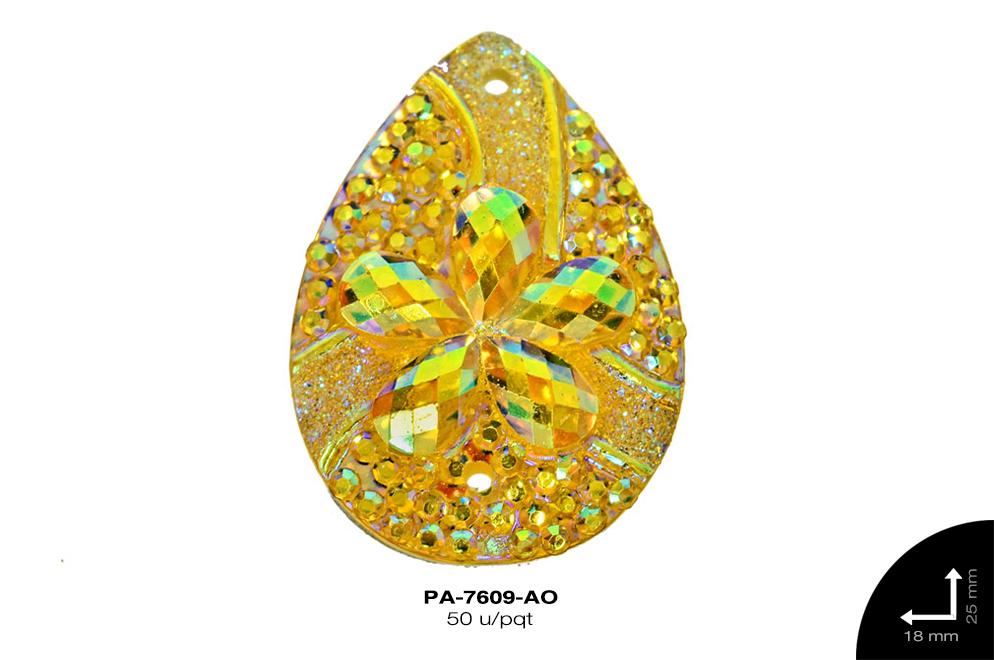 PIEDRA RESINA GOTA FLOR 2H REF: 18X25mm AMARILLO 50 u/pqt