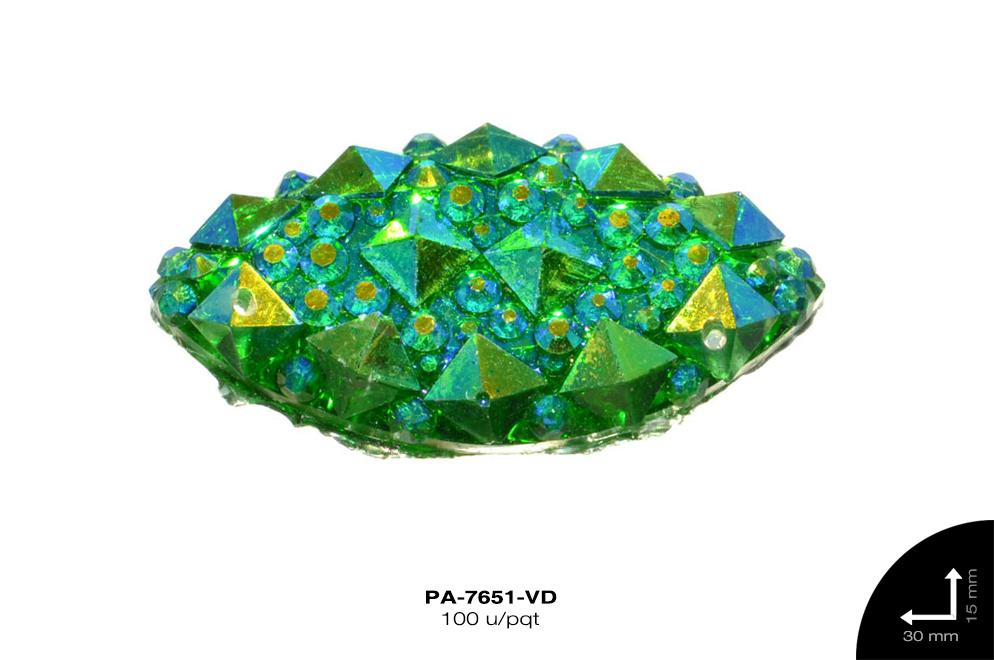 PIEDRA RESINA PEPITA DIAMANTE BO 2H REF: 15X30mm VERDE 100 u