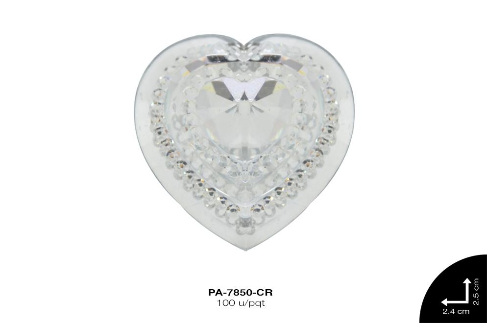 PIEDRA RESINA CORAZON 2H REF: 25mm CRISTAL 100 u/pqt