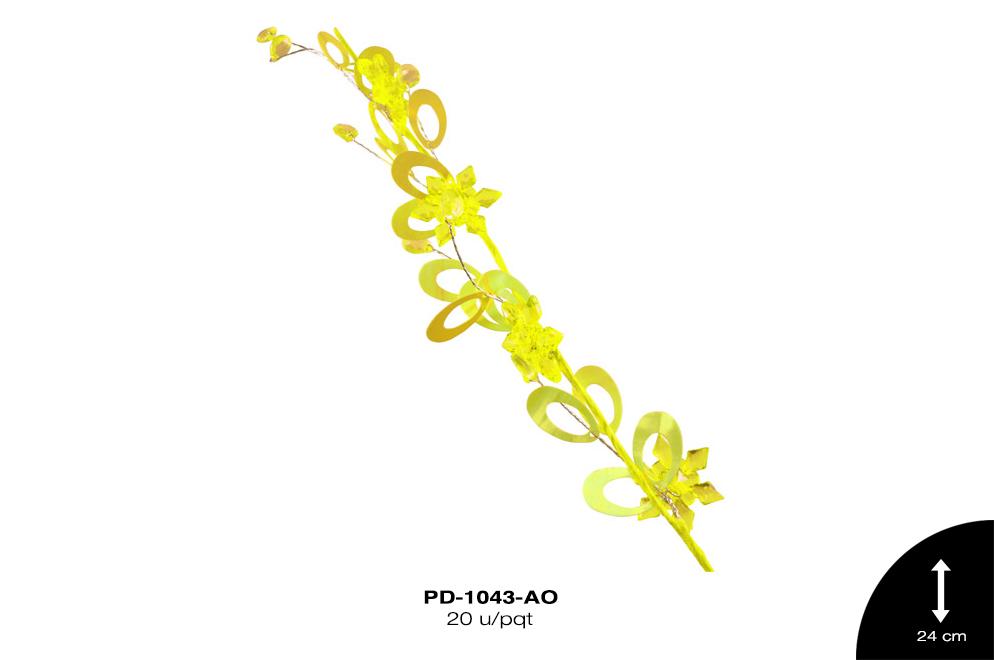 PIN ACRILICO FLOR 24cm  AMARILLO 20 u/pqt