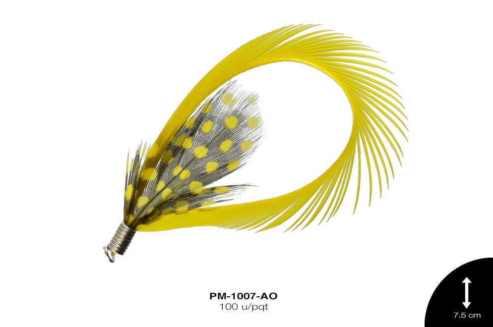 PLUMA OVAL-GALLINETA HERRAJE AMARILLO 100 u/pqt