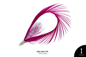 PLUMA OVAL-GALLINETA HERRAJE FUCSIA 100 u/pqt