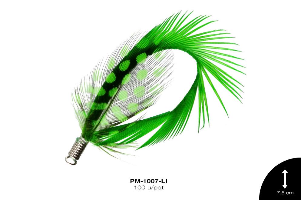 PLUMA OVAL-GALLINETA HERRAJE LIMON 100 u/pqt