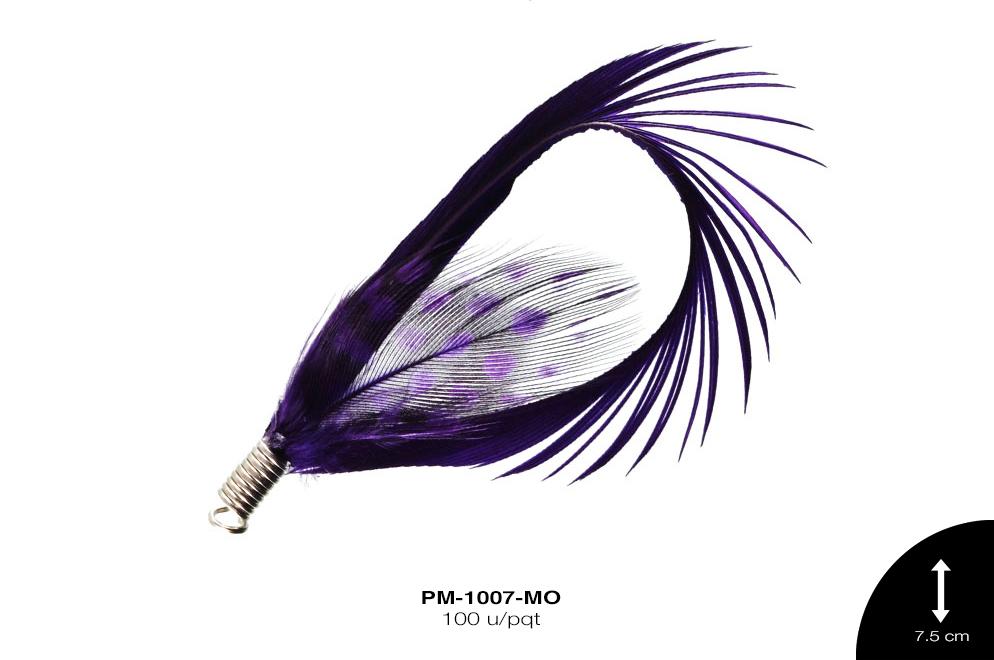 PLUMA OVAL-GALLINETA HERRAJE MORADO 100 u/pqt