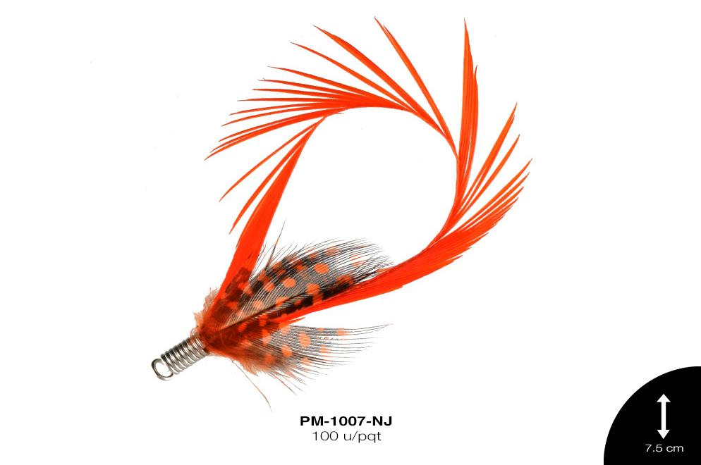 PLUMA OVAL-GALLINETA HERRAJE NARANJA 100 u/pqt