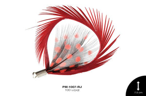 PLUMA OVAL-GALLINETA HERRAJE ROJO 100 u/pqt