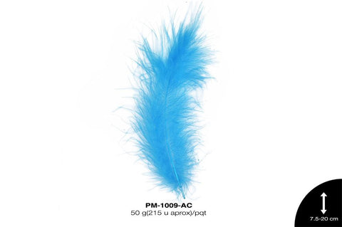 PLUMA PAVO MARABU REF: 3""-8"" AZUL CELESTE 50 g/pqt(215u ap