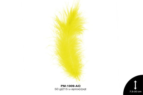 PLUMA PAVO MARABU REF: 3""-8"" AMARILLO 50 g/pqt(215u aprox)