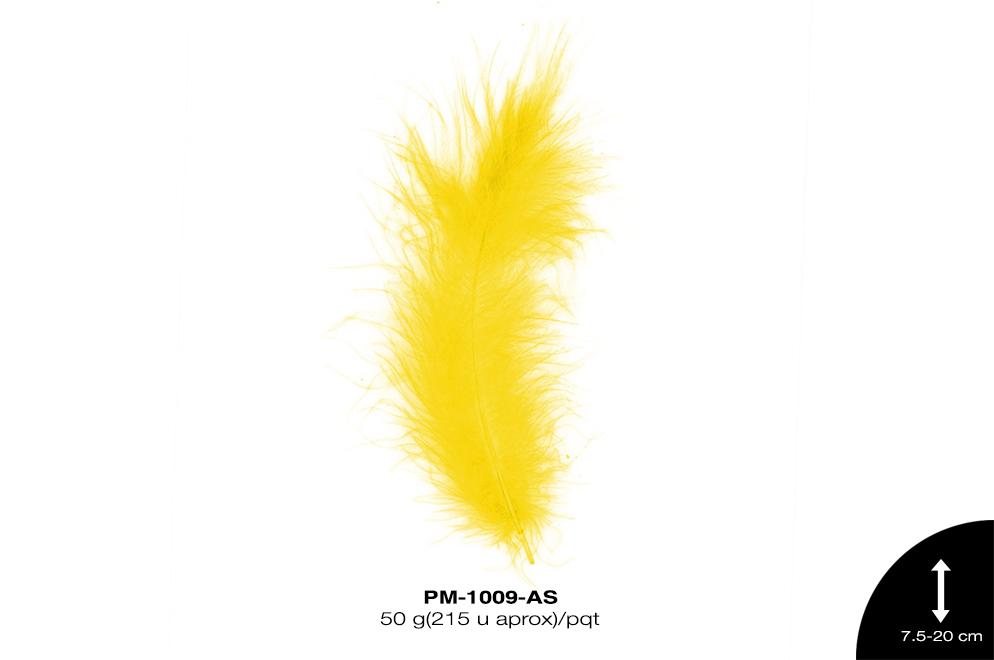 PLUMA PAVO MARABU REF: 3""-8"" AMARILLO SOL 50 g/pqt(215u ap