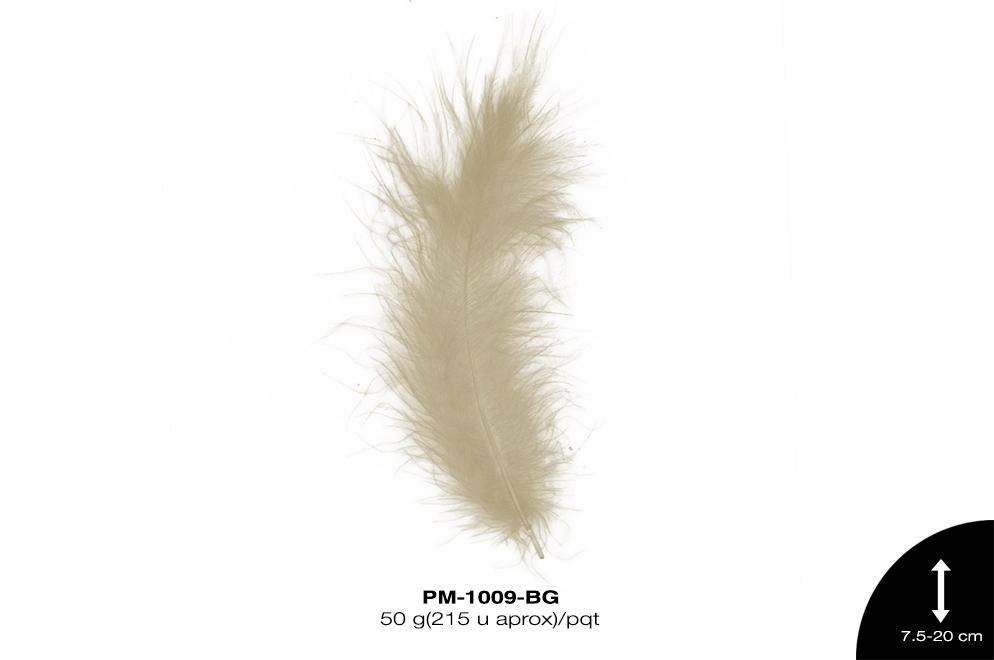 PLUMA PAVO MARABU REF: 3""-8"" BEIGE 50 g/pqt(215u aprox)